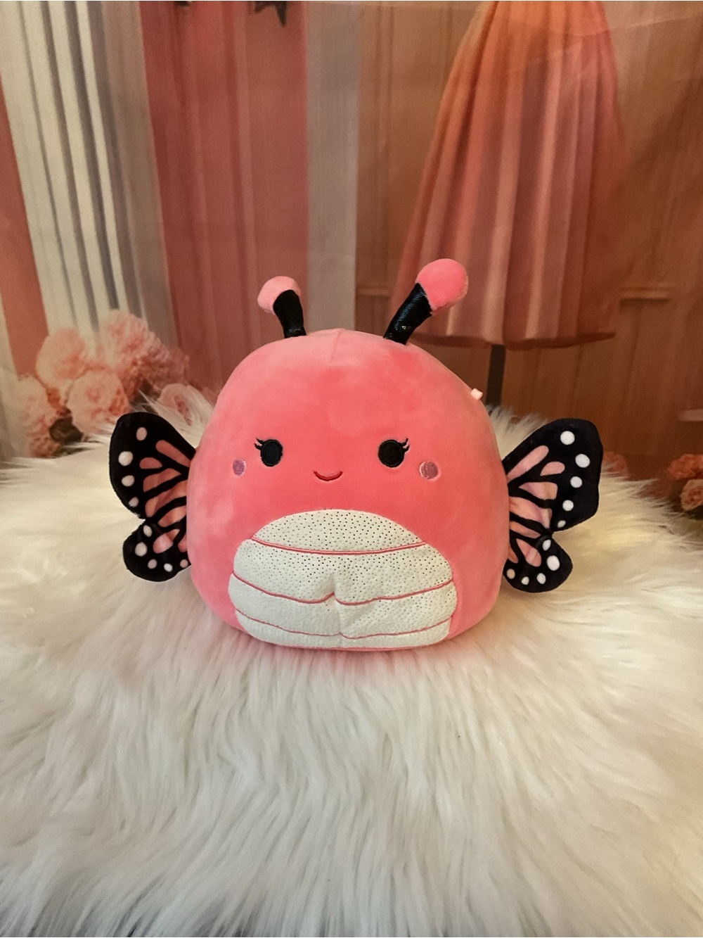 Squishmallows Pink Butterfly Plush with Black Wing Accents